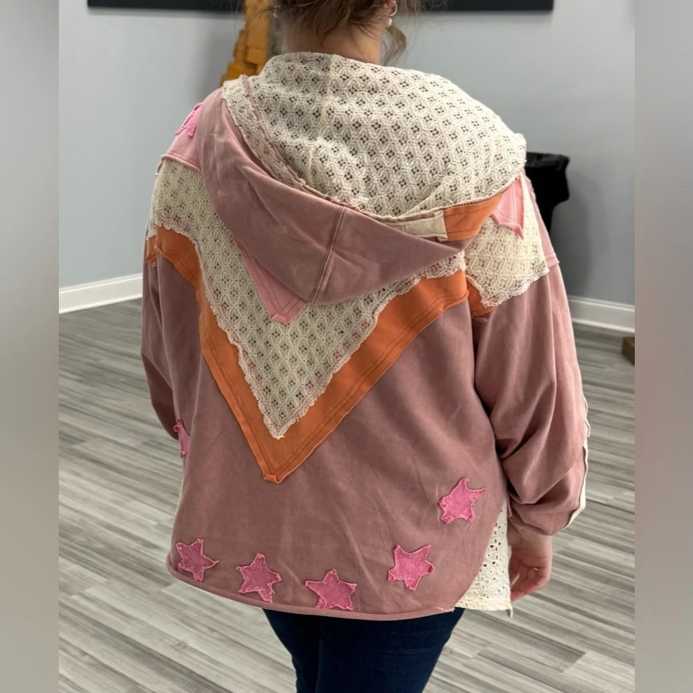 Oli & Hali Pink and Cream Star Jacket - Picture 6 of 6